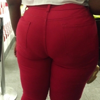 Ebony ass in red