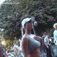 Big boobed blonde with pokies