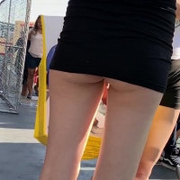 Skinny babe showing her cheeks