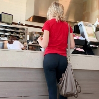 Cute blonde in leggings