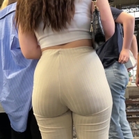 Big booty girl in beige