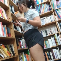 Bookstore brunette