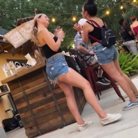 Meaty babe in shorts