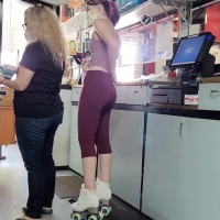 Skinny roller skate girl