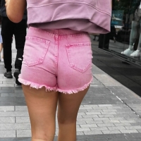 Pink denim shorts
