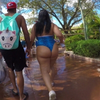Meaty girl in thong