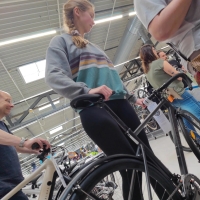 Teen trying bikes