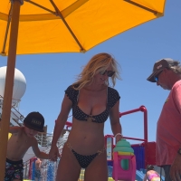 Milf in polka dot bikini