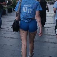 Blue spandex babe