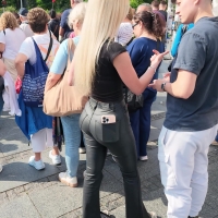 Leather blondie