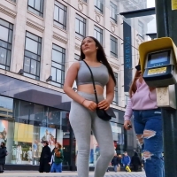 Busty tram girl