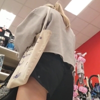 Blonde in Lulu shorts