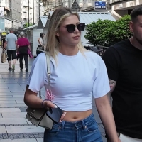 Blonde in tight jeans