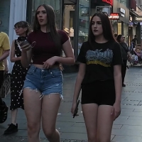 Two girls in shorts