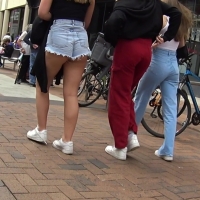 Cheeky teen and friends