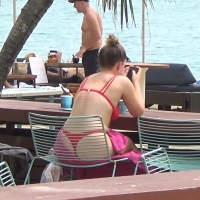 Sitting thong booty