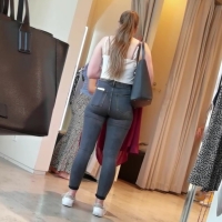 Grey jeans pear