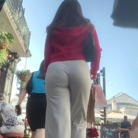 Brunette in white sweats