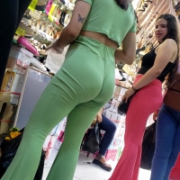 Latina in green leggings