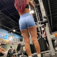 Blue spandex gym girl