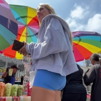 Blue spandex blondie