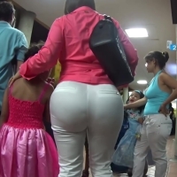 Huge ass in white