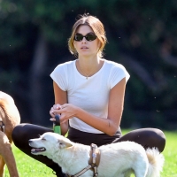 Kaia Gerber at a dog park