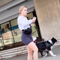 Spandex dog walkers