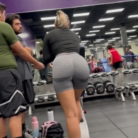 Blonde in grey spandex