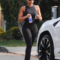 Lori Harvey in leggings in LA