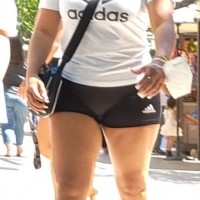 Milf in spandex shorts