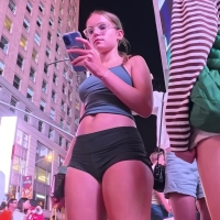 Cute candid nerdy teen with vpl...