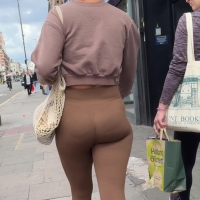 Brown leggings jiggle (part 2)