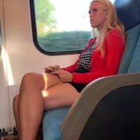 Blonde hottie on the train