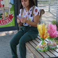 Bus stop smoker in sweats