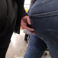 Touching round jeans booty (part 1)