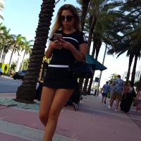 Blonde in Adidas skirt