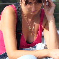 Dutch brunette downblouse