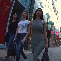 Sexy brunette and friends