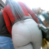 Brunette ass in grey