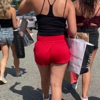 Red shorts babe