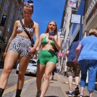 Short shorts and bikini tops
