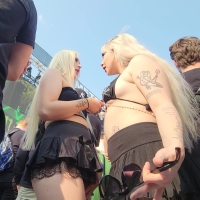 Tattooed blonde raver