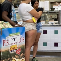 Thick Latina in shorts