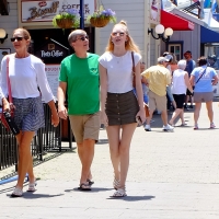 Cute blonde in skirt