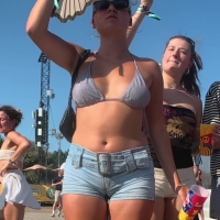 Tight shorts and bikini