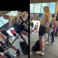 Skinny airport blonde