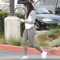 Brunette leaving the gym