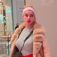 Red leggings blonde