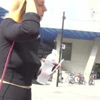 Braless blonde babe
